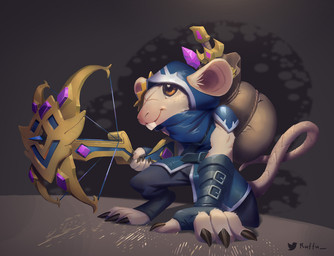 3_toes albino ambiguous_gender anthro armor bottomwear bracers buckteeth cloak clothing crossbow digitigrade facial_scar feet fingerless_gloves footwear fur gloves handwear holding_object long_tail muscular pants pauldron ranged_weapon round_ears sack scar scarf shoes simple_background snout solo tail teeth toeless_footwear toeless_shoes toes weapon white_body white_fur yellow_eyes ruffu league_of_legends riot_games tencent twitch_(lol) mammal murid murine rat rodent digital_drawing_(artwork) digital_media_(artwork)