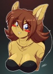 anthro big_breasts blue_eyes blush breasts brown_hair clothed clothing female hair red_hair shirt smile solo topwear chalo tina_of_the_south tina_(avencri) armadillo mammal xenarthran 2014