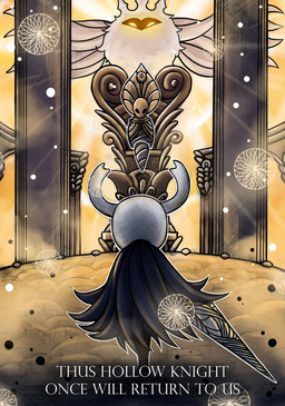 2_horns ambiguous_gender anthro biped cloak clothing group holding_melee_weapon holding_object holding_weapon horn mask melee_weapon nail_(weapon) orange_eyes sitting standing text trio weapon wings netmors hollow_knight_(franchise) team_cherry godseeker_(hollow_knight) radiance_(hollow_knight) the_knight_(hollow_knight) arthropod insect lepidopteran moth vessel_(species) 2019 absurd_res comic english_text hi_res