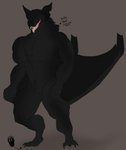 anthro black_body claws eyeless male muscular muscular_anthro muscular_male odardlan simple_background solo wings saberhorn bat mammal werebat werecreature hi_res