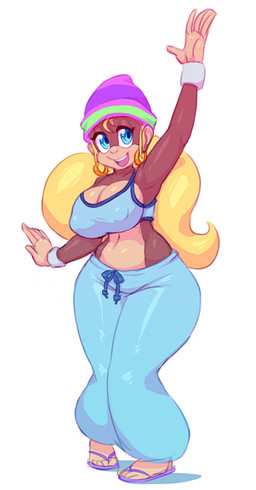 alternative_fashion amekaji anthro big_breasts biped breasts cleavage clothed clothing ear_piercing ear_ring female footwear ganguro_(fashion) gyaru hoop_ear_ring j-fashion jewelry midriff piercing ring_piercing sandals shoes smile solo streetwear y2k_(fashion) nitro donkey_kong_(series) nintendo tiny_kong haplorhine kong mammal monkey primate 2016