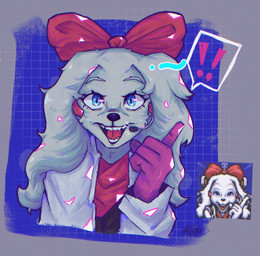 anthro blue_eyes bow_ribbon clothing electronics female fur gesture gloves hand_gesture handwear looking_at_viewer microphone pointing scarf smile solo white_body white_fur neonrey nintendo star_fox fay_(star_fox) bird_dog canid canine canis domestic_dog hunting_dog mammal spaniel headshot_portrait hi_res portrait