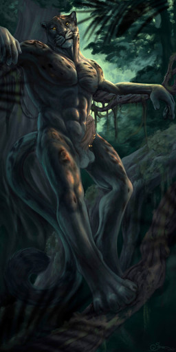 4_toes abs animal_genitalia animal_penis anthro arm_on_object balls biped black_body black_fur black_lips black_nose black_pawpads black_spots day depth_of_field digitigrade erection feet feline_genitalia feline_penis fingers forest fur genital_piercing genitals head_tilt in_tree jungle leaning_against_tree lips looking_at_viewer male melanistic multiple_piercings muscular muscular_anthro muscular_male navel nude outside pawpads paws pecs penile_spines penis penis_piercing piercing plant retractable_claws ring_piercing serratus snout solo spots standing tail toes tree whiskers yellow_eyes steelsart felid jaguar mammal pantherine 1:2 2025 absurd_res detailed hi_res painting_(artwork) shaded signature traditional_media_(artwork)