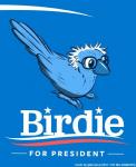 ambiguous_gender beak blue_background blue_body blue_feathers eyewear feathers feral glasses humor politics simple_background solo text karpour bernie_sanders birdie_sanders avian bird 2016 blue_theme english_text meme