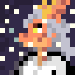 anthro breath clothing female fur grey_hair hair horn night orange_body shirt snow solo topwear white_clothing white_shirt white_topwear yellow_eyes yellow_horn kamikas karma_(kamikas) furred_kobold furred_scalie kobold scalie 1:1 animated digital_media_(artwork) low_res pixel_(artwork) pixel_animation