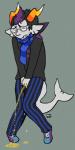 anthro bodily_fluids desperation eyewear genital_fluids glasses holding_crotch horn male omorashi peeing scarf simple_background solo tears urine watersports wetting conditional_dnp wolftacos homestuck ms_paint_adventures eridan_ampora alien fish marine troll_(homestuck) digital_media_(artwork) hi_res