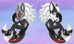 anthro blue_eyes clothing footwear gloves hair handwear heterochromia long_hair looking_at_viewer male mask shoes side_view solo wearing_mask white_hair yellow_eyes blizzardwolf sega sonic_forces sonic_the_hedgehog_(series) infinite_(sonic) canid canine canis jackal mammal model_sheet