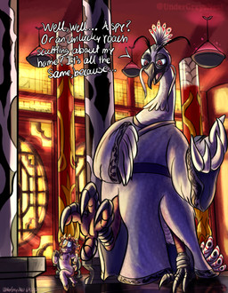 anthro beak brown_body brown_fur claws clothing duo extreme_size_difference eyebrows feather_hands feathers feet foot_focus fur grey_beak hair head_feathers hoof_hands hooves horn inside lamp lantern light light_beam long_eyebrows long_neck male micro neck_tuft nonchalant peacock_feather pillar red_eyes reflective_floor robe running running_away size_difference tail tail_feathers talons text toe_claws toes tuft wavy_hair white_body white_clothing white_feathers white_robe wide_eyed undergreysnest dreamworks kung_fu_panda lord_shen avian bird bovid caprine galliform goat mammal peafowl phasianid colored dated english_text hi_res lighting shaded signature watermark
