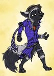 anthro black_body black_fur brown_eyes clothing dancing eyewear fur grey_body grey_fur hat headgear headwear male solo sunglasses ziegelzeig bad_guy_cafe creepson canid canine fox mammal red_fox silver_fox true_fox hi_res