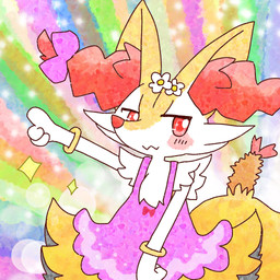 :3 accessory ambiguous_anthro ambiguous_gender anthro biped blush bow_ribbon bracelet clothing dress flower flower_in_hair food front_view gesture hair hair_accessory hair_bow hair_ribbon hand_gesture jewelry object_in_tail pink_clothing pink_dress plant pointing ribbons shrimp_(food) snout solo sparkles standing tail annyui0611 nintendo pokemon braixen canid generation_6_pokemon mammal pokemon_(species) 1:1 2022 digital_drawing_(artwork) digital_media_(artwork) half-length_portrait hi_res japanese_description portrait translated_description