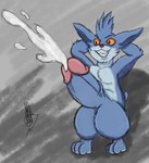 anthro balls big_balls big_penis bodily_fluids cum cumshot ejaculation genital_fluids genitals huge_balls huge_penis hyper hyper_balls hyper_genitalia hyper_penis male penis solo vein newtrabbit league_of_legends riot_games tencent rumble_(lol) yordle hi_res