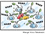 ambiguous_gender blue_body cartoon_violence comic_panel group ice leaf nectar not_furry nude plant red_body slap text turned_away kino_takahashi nintendo pikmin elemental_creature flora_fauna humanoid ice_pikmin pikmin_(species) red_pikmin artist_name colored