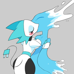 anthro blue_body bodily_fluids breast_squish breasts duo eye_contact female female/female floating_hands french_kissing grey_background heart_eyes heart_symbol kissing looking_at_another making_out saliva saliva_string simple_background squish tongue tongue_out water bonesawbingus deltarune undertale_(series) miss_mizzle tasque_manager darkner elemental_creature mizzle_(deltarune) water_creature 1:1 2025 2d_animation animated digital_media_(artwork) frame_by_frame hi_res