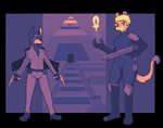 ankh anthro armor duo egyptian female future gun handgun jet_pack mercenary pistol pyramid ranged_weapon shotgun technology weapon helelos canid canine canis cougar dobermann domestic_dog felid feline mammal pinscher digital_media_(artwork) pixel_(artwork)