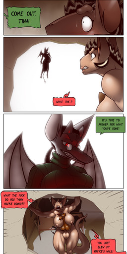 anal anthro dialogue dominant group gynomorph intersex intersex/male larger_dom male profanity size_difference size_play text trio james_howard patreon subscribestar aamon_(james_howard) aamonsmom_(james_howard) tina_(james_howard) bat demon mammal absurd_res comic english_text hi_res