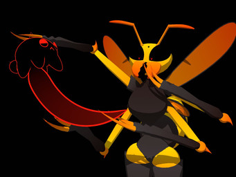 2_antennae 4_arms :< antennae_(anatomy) anthro arthropod_abdomen big_penis black_background black_body black_tail clothed clothed_anthro clothed_female clothing duo exoskeleton female female_anthro feral frown genitals heart_eyes heart_symbol holding_penis huge_penis hyper hyper_genitalia hyper_penis larger_anthro larger_female looking_at_another's_genitalia looking_at_another's_penis looking_at_genitalia looking_at_penis male male/female male_feral multi_arm multi_limb penis red_penis simple_background size_difference small_but_hung smaller_feral smaller_male tail tapering_penis yellow_body yellow_exoskeleton pinkmoth wasp_(pinkmoth) arthropod hymenopteran insect pathetic_critter wasp 2025 3d_(artwork) 4:3 digital_media_(artwork) hi_res