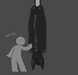 anthro biped black_body black_fur black_latex dominant dominant_anthro dominant_male duo eyes_closed fur grey_background latex latex_body male membrane_(anatomy) membranous_wings simple_background slim_anthro slim_male trap_(contrivance) wings karbine_e8 bat human mammal 2025 hi_res monochrome