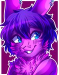 anthro blue_ear_ring blue_eyes bust_portrait fur lagomorph leporid male mammal noctus portrait purple_body purple_fur rabbit siobun solo