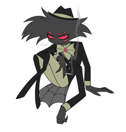 4_arms cigarette cigarette_smoke clothed clothing hat headgear headwear holding_cigarette holding_object male multi_arm multi_eye multi_limb simple_background smoke solo white_background enaic31 hazbin_hotel hellaverse arackniss_(hazbin_hotel) arachnid arthropod demon humanoid spider hi_res