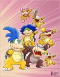 anthro blue_eyes eyewear female glasses group lips male mohawk sunglasses thebourgyman mario_bros nintendo iggy_koopa koopaling larry_koopa lemmy_koopa ludwig_von_koopa morton_koopa_jr. roy_koopa wendy_o._koopa koopa scalie