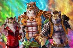 anthro blue_eyes bottomwear clothing countershading fingerless_gloves gloves green_eyes group handwear hoodie male muscular muscular_anthro muscular_male shorts tattoo text topwear trio yellow_eyes young 7theaven furaffinity nekojishi studio_klondike likulau lin_hu shu-chi clouded_leopard deity felid feline leopard_cat mammal pantherine prionailurus tiger 2018 absurd_res hi_res url