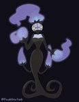 5_fingers alternative_fashion anthro black_background black_clothing black_dress breasts cleavage clothed clothing colored_fire dress female fingers fire for_a_head goth hands_on_fire hat_on_fire purple_fire simple_background slim solo standing yellow_eyes flashquatsch nintendo pokemon chandelure generation_5_pokemon humanoid object_head pokemon_(species) hi_res