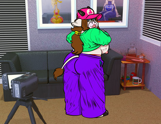 2_horns alcohol anthro bedroom_eyes beverage big_breasts big_butt black_clothing black_footwear black_horn black_sandals black_sofa blue_eyeshadow bottomwear breasts brown_eyes brown_hair brown_tail butt camera casting_couch clothed clothing clothing_lift container cup eyeshadow female footwear fur furniture green_clothing green_shirt green_topwear hair half-closed_eyes hat headgear headwear horn inside long_hair looking_back makeup mug narrowed_eyes nipples pants picture_frame pink_clothing pink_hat pink_headwear pink_nipples pink_nose pink_thong pink_underwear presenting presenting_breasts presenting_hindquarters purple_bottomwear purple_clothing purple_pants rear_view sandals seductive sex_toy shirt shirt_lift shoes sofa solo standing table tail thick_thighs thong three-quarter_view topwear two_tone_hat two_tone_tail underwear vibrator white_body white_clothing white_fur white_hat white_headwear white_tail charliepops among_us disney innersloth nintendo rubik's_cube undertale undertale_(series) zootopia gazelle_(zootopia) toriel bovid bovine cattle mammal 2026 absurd_res digital_media_(artwork) hi_res