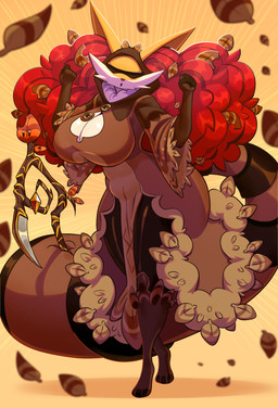anthro big_breasts big_tail blindfold breasts brown_clothing clothing costume emotionless female huge_tail large_female power-up solo tail tanuki_costume tanuki_leaf wand iefcuadricula mario_bros nintendo pokemon super_mario_3d_world serena_za_warudo_(genozawarudo) delphox generation_6_pokemon pokemon_(species) absurd_res hi_res