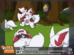 4:3 absurd_res eliktroniq female forest generation_3_pokemon group hi_res knot male male/female new_pokemon_snap nintendo outside plant pokemon pokemon_(species) seviper sex sleeping tail tree voyeur zangoose