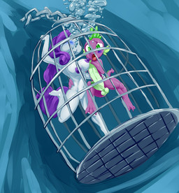 anthro asphyxiation balls barefoot breasts bubble cage cave chain cyanosis drowning duo feet female genitals hand_on_another's_hip hand_on_hip humanoid_genitalia humanoid_penis imminent_death male nipples nude penis peril puffed_cheeks trapped underwater vulva water young young_anthro young_male byondrage friendship_is_magic hasbro my_little_pony mythology rarity_(mlp) spike_(mlp) dragon equid equine mammal mythological_creature mythological_scalie scalie absurd_res hi_res story story_in_description