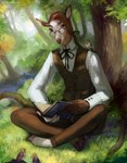 5_fingers biped day detailed_background feet fingers forest grass male outside plant solo text toes tree juliathedragoncat avian bird deer mammal 2020 artist_name digital_media_(artwork) digital_painting_(artwork) full-length_portrait hi_res painting_(artwork) portrait shaded