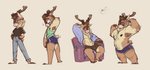 anthro antlers armpit_hair bathrobe body_hair bottomwear clothed clothing eyewear fully_clothed glasses growth growth_sequence horn hotpants male muscle_growth muscular muscular_anthro muscular_male neck_tuft pose robe shorts solo stretched_clothing topless transformation tuft macrolee raiz deer mammal new_world_deer reindeer