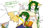 anthro big_breasts breasts clothed clothing duo eyewear female fur glasses green_eyes green_hair hair simple_background tail white_body white_fur yellow_body yellow_fur sollyz sundyz sundyz's_mom domestic_cat felid feline felis mammal 2024 3:2 absurd_res hi_res daughter_(lore) mother_(lore) mother_and_child_(lore) mother_and_daughter_(lore) parent_(lore) parent_and_child_(lore) parent_and_daughter_(lore)