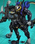 anthro anthro_on_anthro anthro_penetrated anthro_penetrating anthro_penetrating_anthro ball_gag beard black_latex black_penis blonde_beard blonde_facial_hair blue_hair blush bound braided_hair bulge duo erection facial_hair facial_piercing gag gagged genitals grey_body hair hands_tied knot latex male male/male male_penetrated male_penetrating male_penetrating_male nose_piercing nose_ring null_bulge obscured_penetration penetration penis piercing ring_piercing septum_piercing septum_ring sex standing standing_sex striped_arms tail tail_tuft tuft white_body yellow_eyes yellow_gag 100racs mythology dragon fish marine mythological_creature mythological_scalie scalie shark absurd_res hi_res