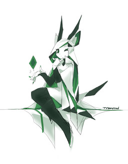 anthro bangs clothing eyeshadow female footwear green_eyes green_eyeshadow hair hair_over_shoulder high_heels horn legwear long_hair long_sidelocks makeup one_eye_closed shoes side_bangs solo stand_up_collar stockings white_nose tyson_tan libbie_the_spirit_oryx antelope arabian_oryx bovid grazing_antelope mammal oryx 2017 absurd_res hi_res signature