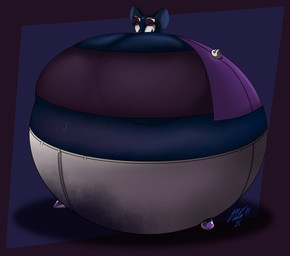 anthro belly belly_expansion berry_juice beverage big_belly big_breasts black_nose blue_background blue_body blue_ears blue_eyes blue_inner_ear blueberry_inflation blueberry_juice body_inflation border bottomwear breast_expansion breasts clothing denim denim_bottomwear denim_clothing expansion eyelashes eyewear eyewear_on_head female footwear gloves grey_bottomwear grey_clothing grey_jeans grey_pants handwear huge_belly huge_breasts hyper hyper_belly hyper_breasts hyper_inflation immobile inflation jacket jeans juice_(beverage) navel pants purple_border purple_clothing purple_footwear purple_jacket purple_shoes purple_topwear round_body shoes simple_background solo spherical_inflation stained_clothing sunglasses sunglasses_on_head three-quarter_view tight_clothing topwear wearing_sunglasses white_clothing white_gloves white_handwear mitsi1991 sega sonic_the_hedgehog_(series) the_murder_of_sonic_the_hedgehog rouge_the_bat bat mammal 2026 colored digital_media_(artwork) hi_res shaded signature