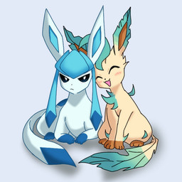 :3 ambiguous_feral ambiguous_gender angry big_ears blush brown_body brown_fur cuddling dipstick_tail duo eyes_closed feral fur gloves_(marking) green_body green_fur happy leaf leaf_ears leaf_hair leaf_tail leaning_on_another leg_markings lying markings multicolored_body multicolored_fur on_front plant plant_hair pointy_ears pseudo_hair sitting smile socks_(marking) tail tail_markings tan_body tan_fur unsatisfied mun_rue nintendo pokemon eeveelution generation_4_pokemon glaceon leafeon pokemon_(species) 1:1 2026 digital_drawing_(artwork) digital_media_(artwork)