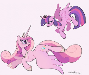 crown duo female female/female feral flying headgear horn regalia simple_background sister_in_law wings petaltwinkle friendship_is_magic hasbro my_little_pony mythology princess_cadance_(mlp) twilight_sparkle_(mlp) equid equine mammal mythological_creature mythological_equine winged_unicorn