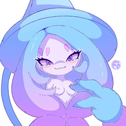 anthro breasts exposed_breasts female hair looking_at_viewer narrowed_eyes nipples nude seductive simple_background size_difference smaller_female smile solo sharalythesheep nintendo pokemon generation_8_pokemon hatterene mammal pokemon_(species) 1:1 absurd_res digital_media_(artwork) hi_res