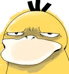 annoyed beak feral looking_at_viewer solo yellow_body doneru nintendo pokemon generation_1_pokemon pokemon_(species) psyduck headshot_portrait low_res portrait reaction_image sketch