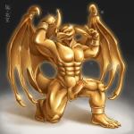 abs balls bronze erection genitals glistening inanimate_transformation male metal muscular muscular_male pecs penis petrification sculpture solo statue tail transformation wings hanagasa mythology dragon mythological_creature mythological_scalie scalie 1:1 2017 absurd_res censored hi_res