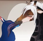 ambiguous_gender blush deep_kiss deep_tongue duo extreme_french_kiss eyelashes eyes_closed feral french_kissing hair internal kissing long_tongue tongue tongue_out x-ray_view angellsview3 conditional_dnp crow_(kissybirb128) saren_(angellsview3) deer giraffe giraffid mammal absurd_res hi_res