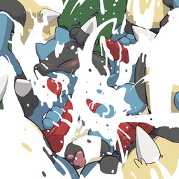 anal anal_penetration animal_genitalia animal_penis anthro balls blue_body blue_fur blush bodily_fluids canine_genitalia canine_penis cum cum_everywhere cum_in_ass cum_in_mouth cum_inside double_anal double_penetration erection excessive_cum excessive_genital_fluids floppy_ears fur gangbang genital_fluids genitals group group_sex handjob humor knot male male/male male_penetrated male_penetrating male_penetrating_male messy orgasm pawpads penetration penile penis sex spikes young young_anthro argon_vile nintendo pokemon generation_4_pokemon lucario pokemon_(species) riolu 1:1 aliasing digital_media_(artwork)