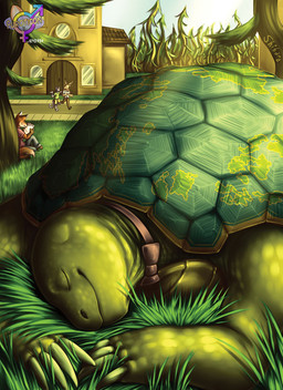 anthro campus dormitory grass group male map marsh outside plant student tail trading_card_game tree shibara furoticon canid canine domestic_cat felid feline felis fox mammal reptile scalie tortoise turtle
