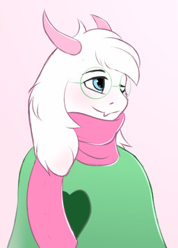 anthro blue_eyes eyewear floppy_ears fluffy fur glasses hair male scarf smile solo white_body white_fur white_hair snowybark deltarune undertale_(series) ralsei bovid caprine darkner goat mammal 2021 absurd_res digital_media_(artwork) hi_res