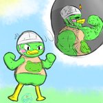 angry imagining male muscular muscular_male simple_background solo blueblu animal_crossing nintendo buff_scoot scoot_(animal_crossing) anatid anseriform avian bird duck 1:1 2020