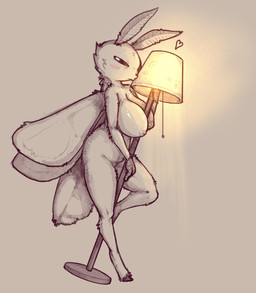 anthro big_breasts breasts female heart_symbol kissing lamp narrowed_eyes nipples non-mammal_breasts non-mammal_nipples nude solo squint scruffythedeer arthropod insect lepidopteran moth 2021 full-length_portrait hi_res portrait