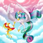 2014 avian cloud crown cutie_mark duo equine female flying friendship_is_magic gold hair horn mammal multi-colored_hair my_little_pony necklace outside philomena_(mlp) phoenix princess_celestia_(mlp) purple_eyes sky sparkles stars sun swanlullaby winged_unicorn wings
Rating: Safe
Score: 12
User: 2DUK
Date: April 18, 2014
