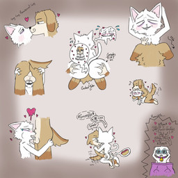 anthro ball_fondling balls bed black_eyes blue_eyes blush bodily_fluids brown_body brown_fur butt butt_grab collar cum cum_in_mouth cum_inside doggystyle duo facesitting facial_hair fellatio floppy_ears fondling from_behind_position fur furniture genital_fluids genitals hand_on_butt heart_symbol hot_dogging humanoid_genitalia humor i_love_you kissing male male/male mustache narrowed_eyes nude nude_anthro nude_male onomatopoeia oral penile red_collar seductive sex sitting sitting_on_another sound_effects sweat sweatdrop tail tail_motion tailwag tears text white_body white_fur unknown_artist cansado_(akeivi) fred_(akeivi) john_(akeivi) canid canine canis domestic_cat domestic_dog felid feline felis mammal 1:1 english_text hi_res