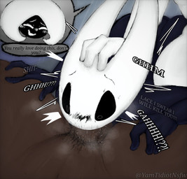 anthro assisted_rape black_body black_eyes blue_background dark_body dark_skin dialogue exclamation_point fellatio female first_person_view forced forced_fellatio forced_oral genitals group interrobang male male/female oral penile penis pubes rape sex simple_background smile speech_bubble text trio white_body white_eyes yamtidiotnsfw hollow_knight:_silksong hollow_knight_(franchise) team_cherry hornet_(hollow_knight) lace_(hollow_knight:_silksong) arthropod human insect mammal english_text hi_res